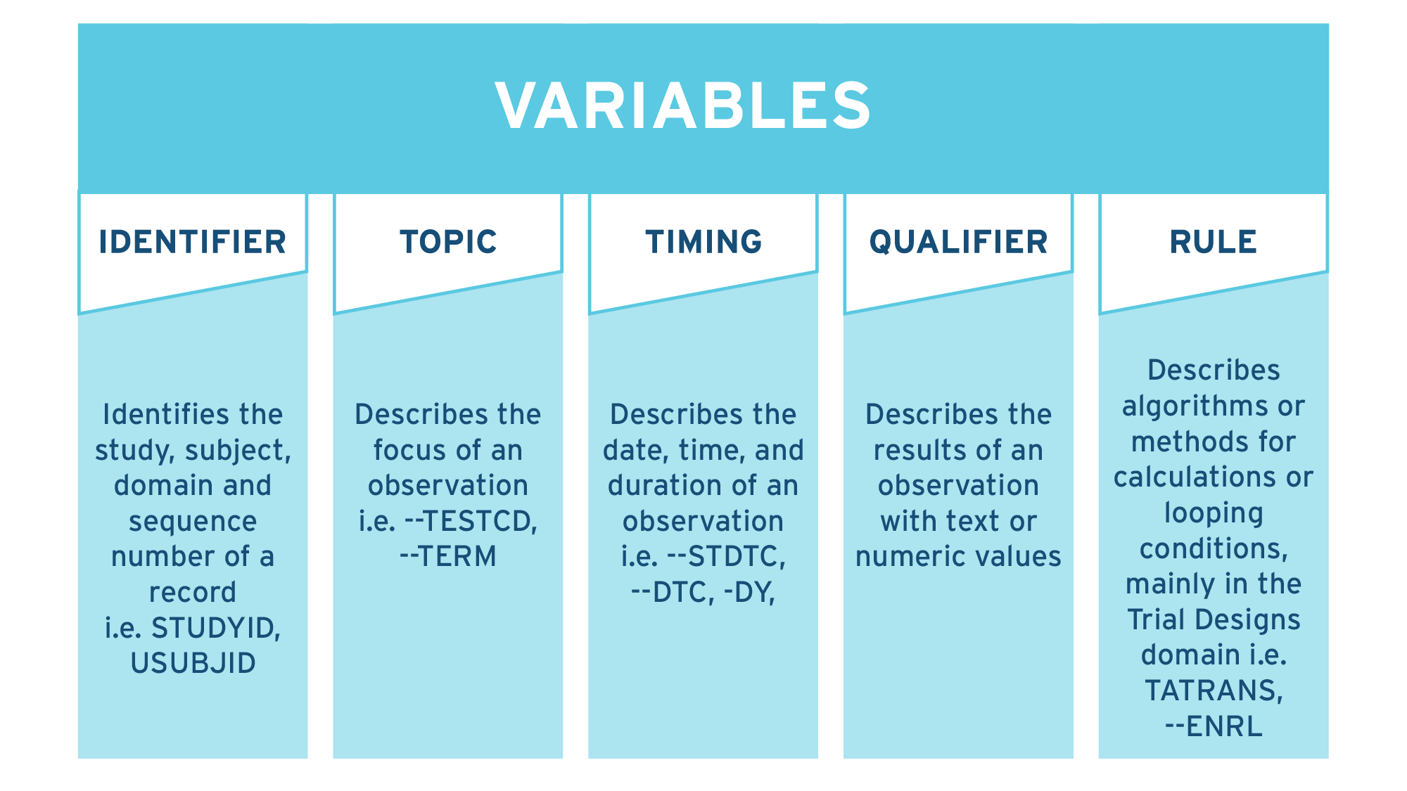 SDTM variables table